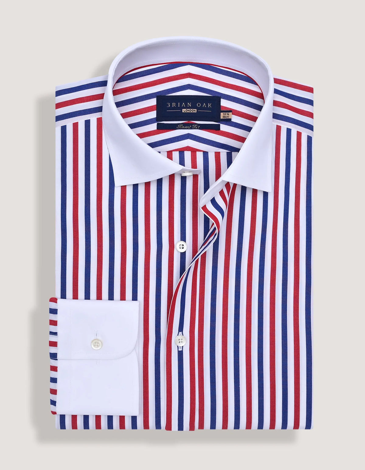 Men's River Blue & Red Striped Shirt with Contrast Collar