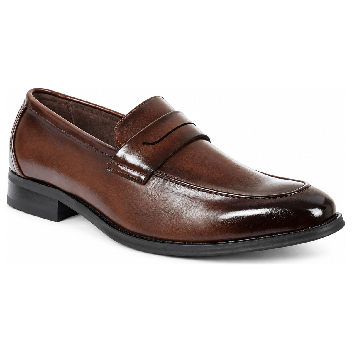 Men's Classic Vegan Leather Slip-On Saddle Strap Loafers