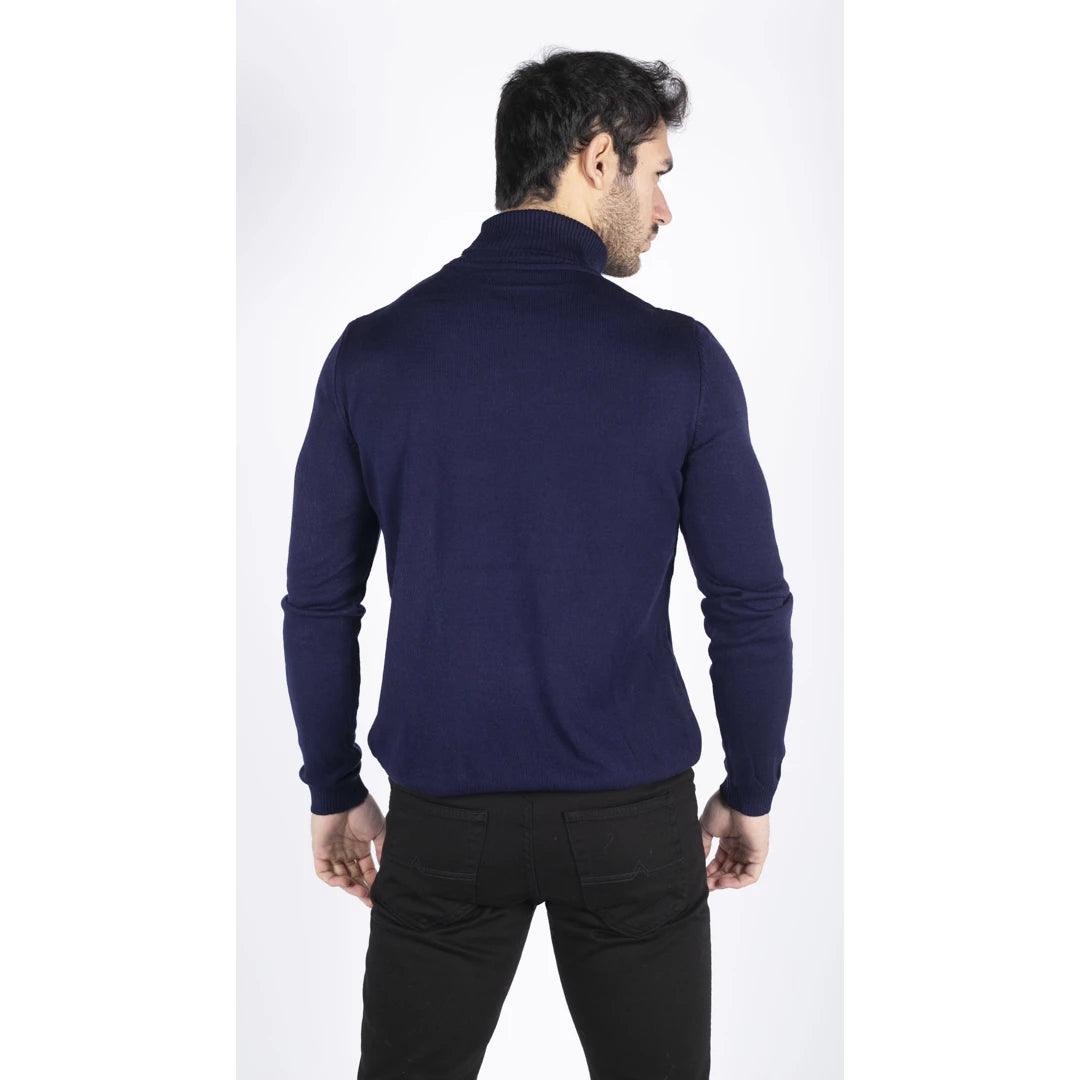 Mens Polar Neck Jumper Roll Neck High Turtle Neck Slim Fit Light Weight - Knighthood Store