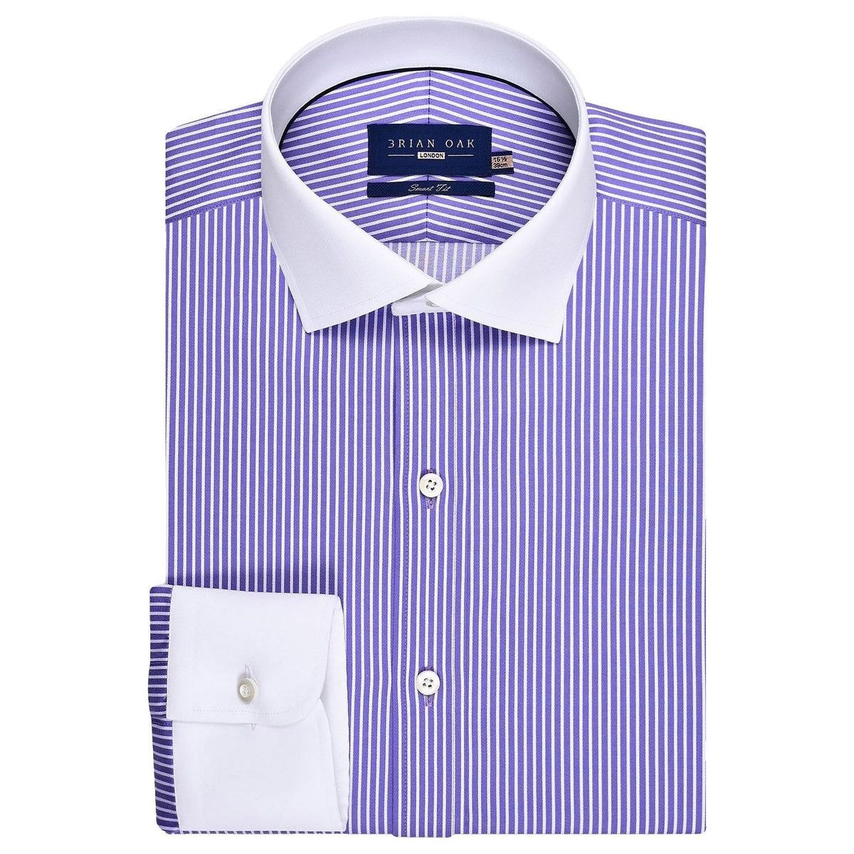 Men's Violet Stripe Shirt with Contrast Collar