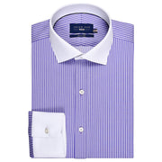 Men's Violet Stripe Shirt with Contrast Collar