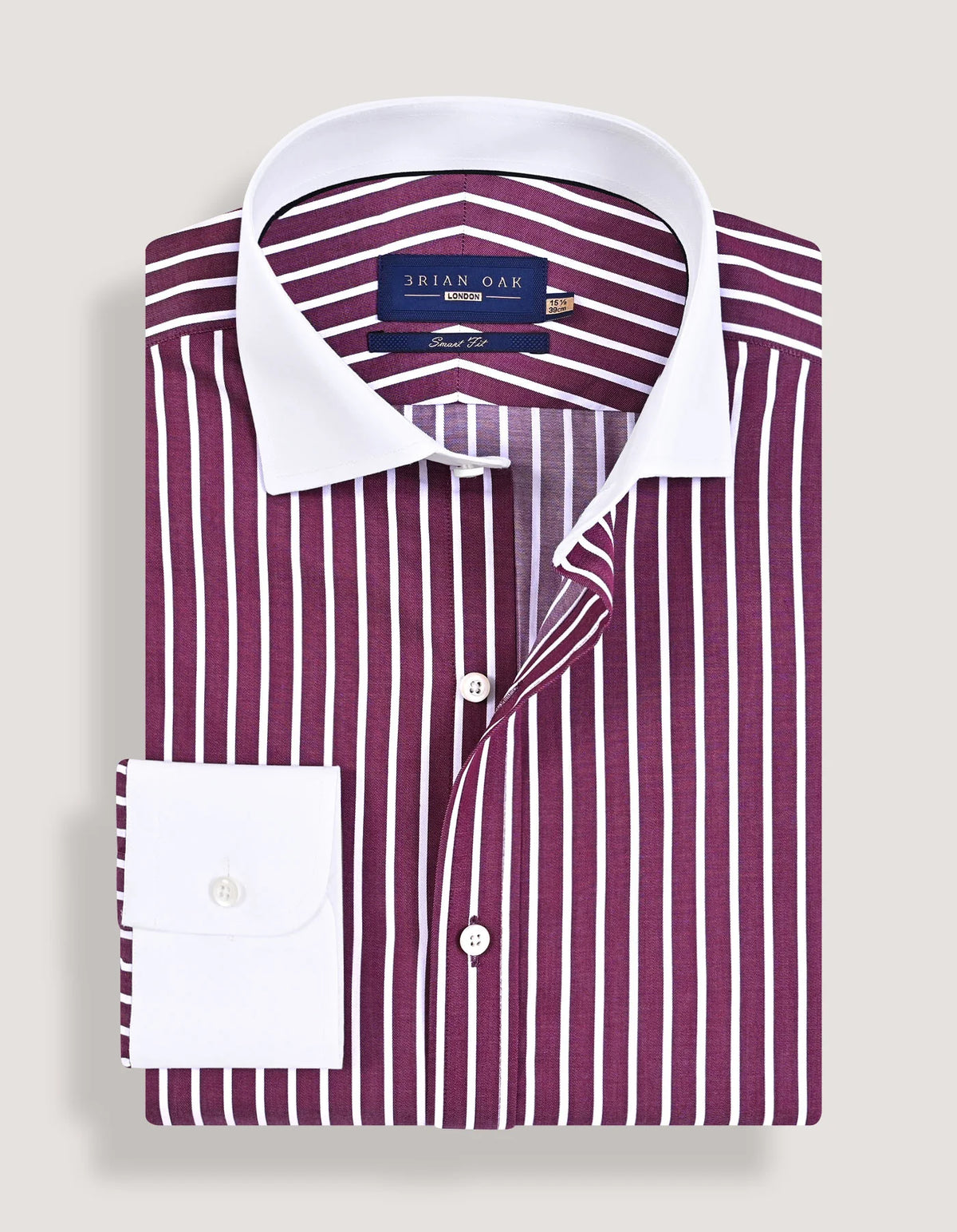 Men's Contrast Collar Striped Light Maroon Formal Shirt