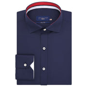 Men's Navy Twill Formal Shirt with Union Jack Contrast Trim
