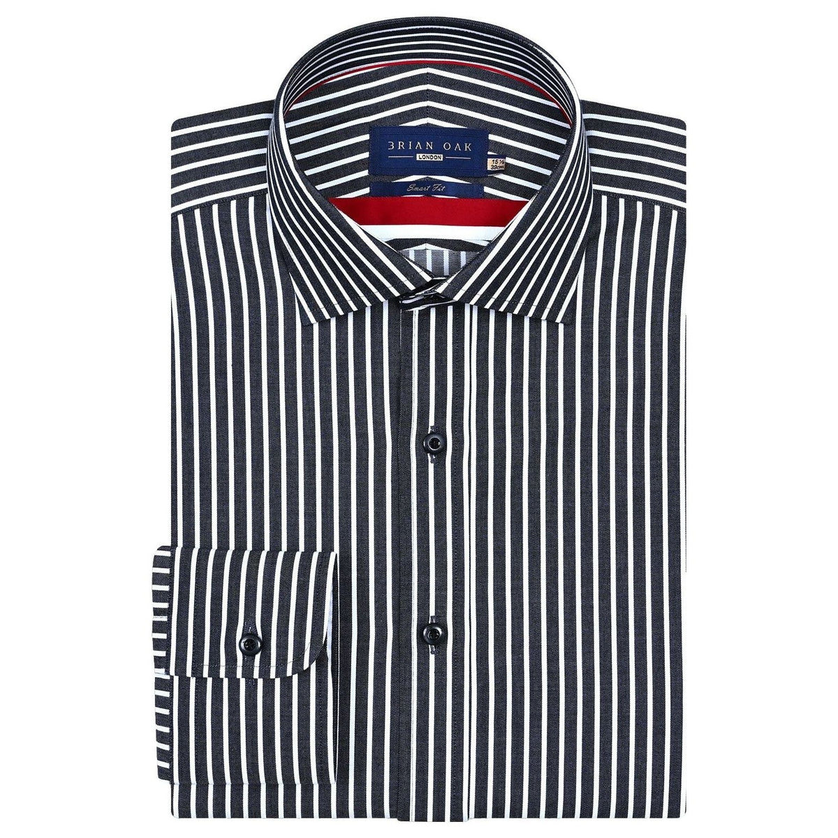Men's Black Striped Cotton Dress Shirt