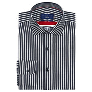 Men's Black Striped Cotton Dress Shirt