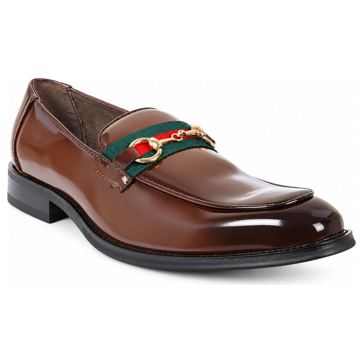 Men's Patent Vegan Leather Slip-On Horsebit Loafers