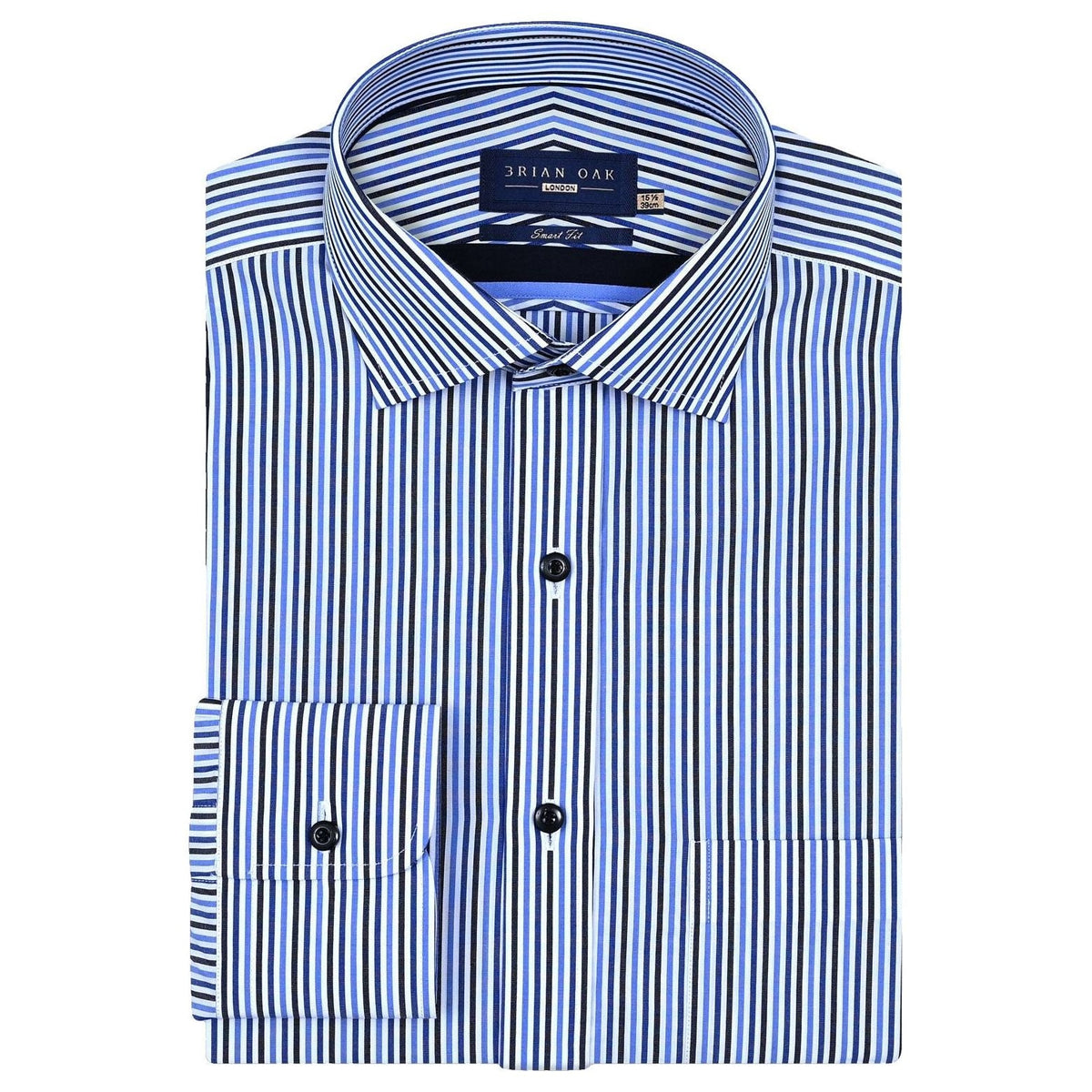 Men's Royal Blue and Navy Striped Formal Shirt