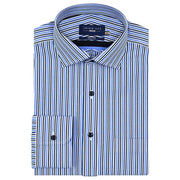 Men's Royal Blue and Navy Striped Formal Shirt