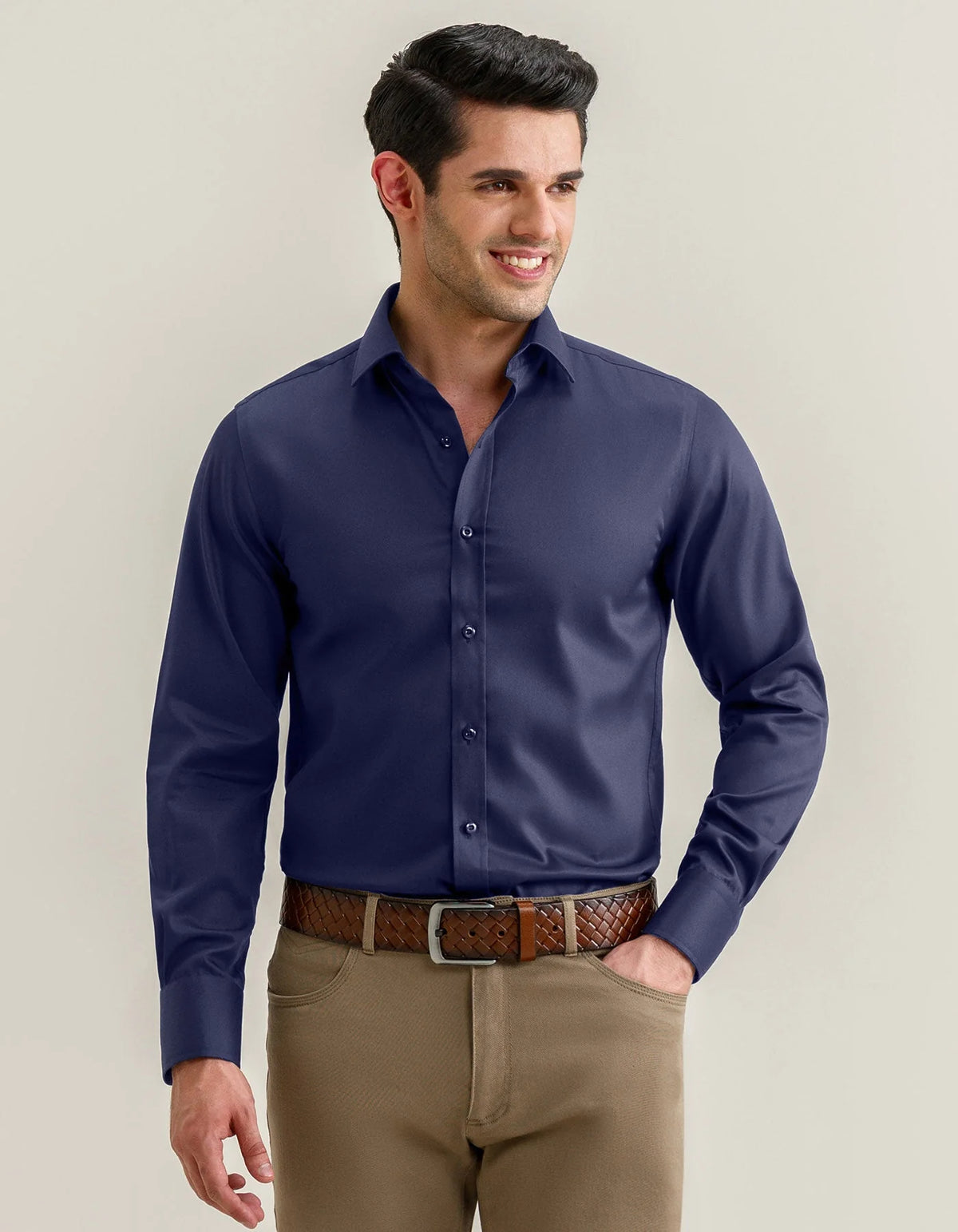 Men's Navy Twill Smart Fit Dress Shirt