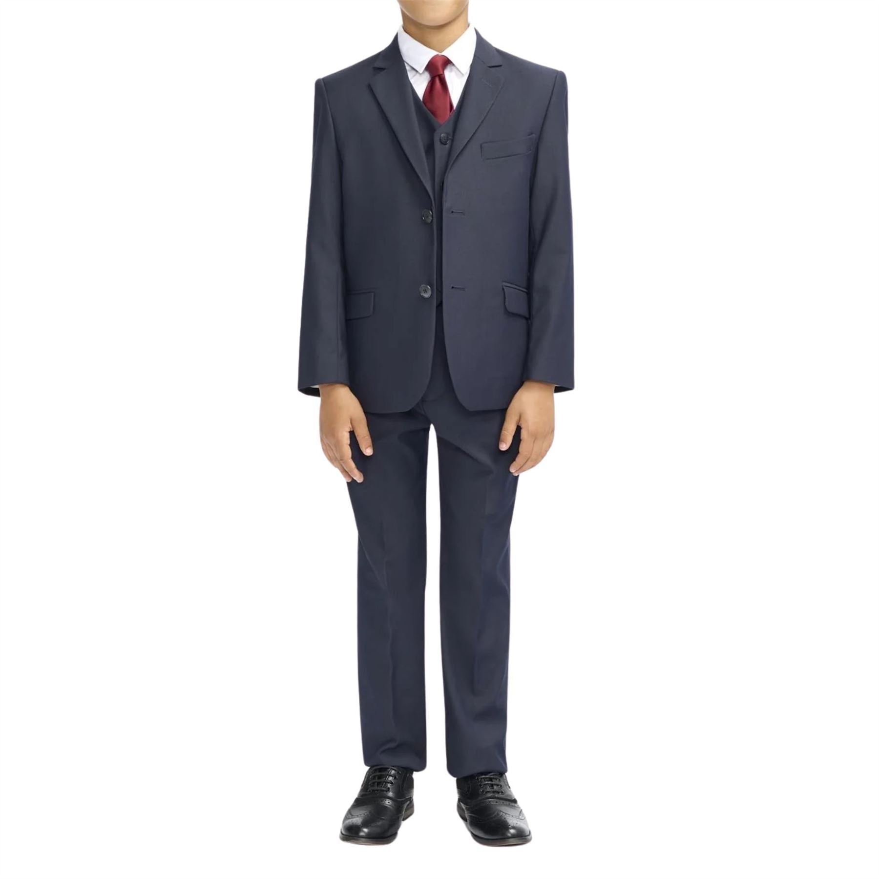 Boys Suit Navy 3 Piece Tailored Fit Classic Formal Outfit