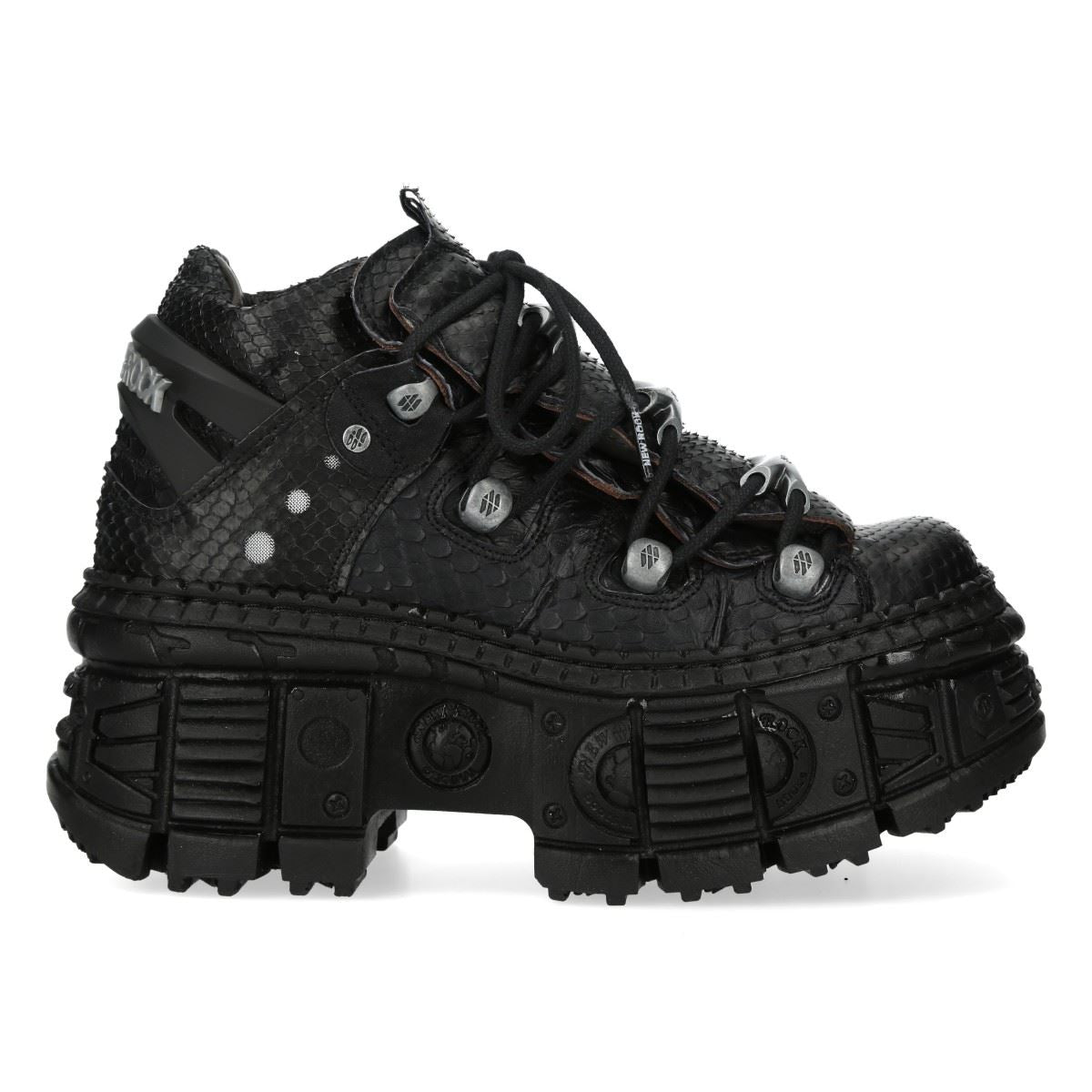 New Rock M-106WALL-C65 Black Leather Platform Ankle Boots