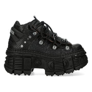 New Rock M-106WALL-C65 Black Leather Platform Ankle Boots