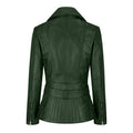 Trench Ladies Tan Black Teal Green Mid Length Designer Real Leather Jacket - Knighthood Store