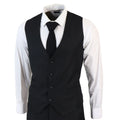 Men's Classic Black Suit 3 Piece Tailored Fit Vintage Office Funeral Security Waiter Wedding - Knighthood Store