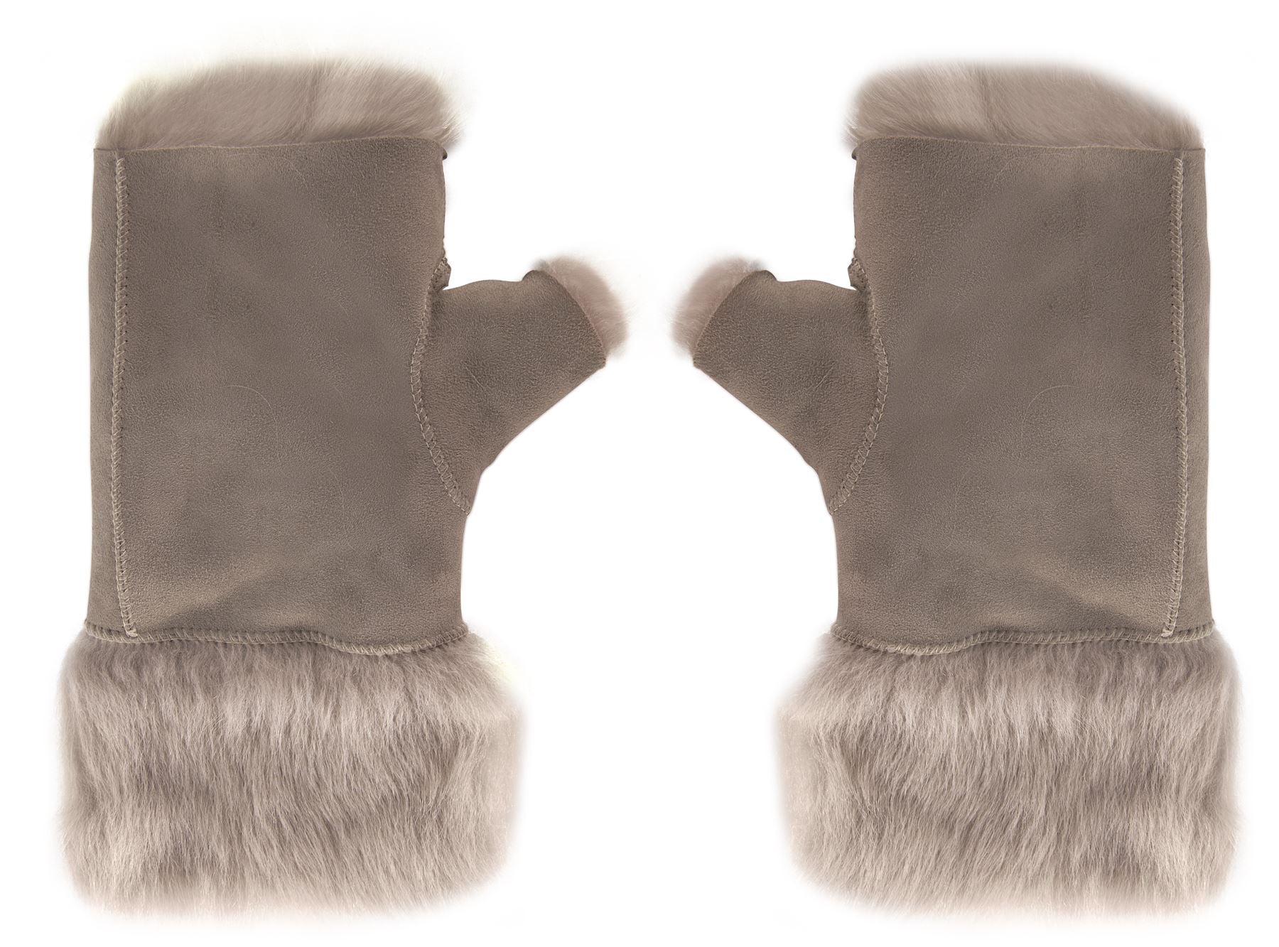 Women’s Suede Leather Shearling Lined Fingerless Gloves