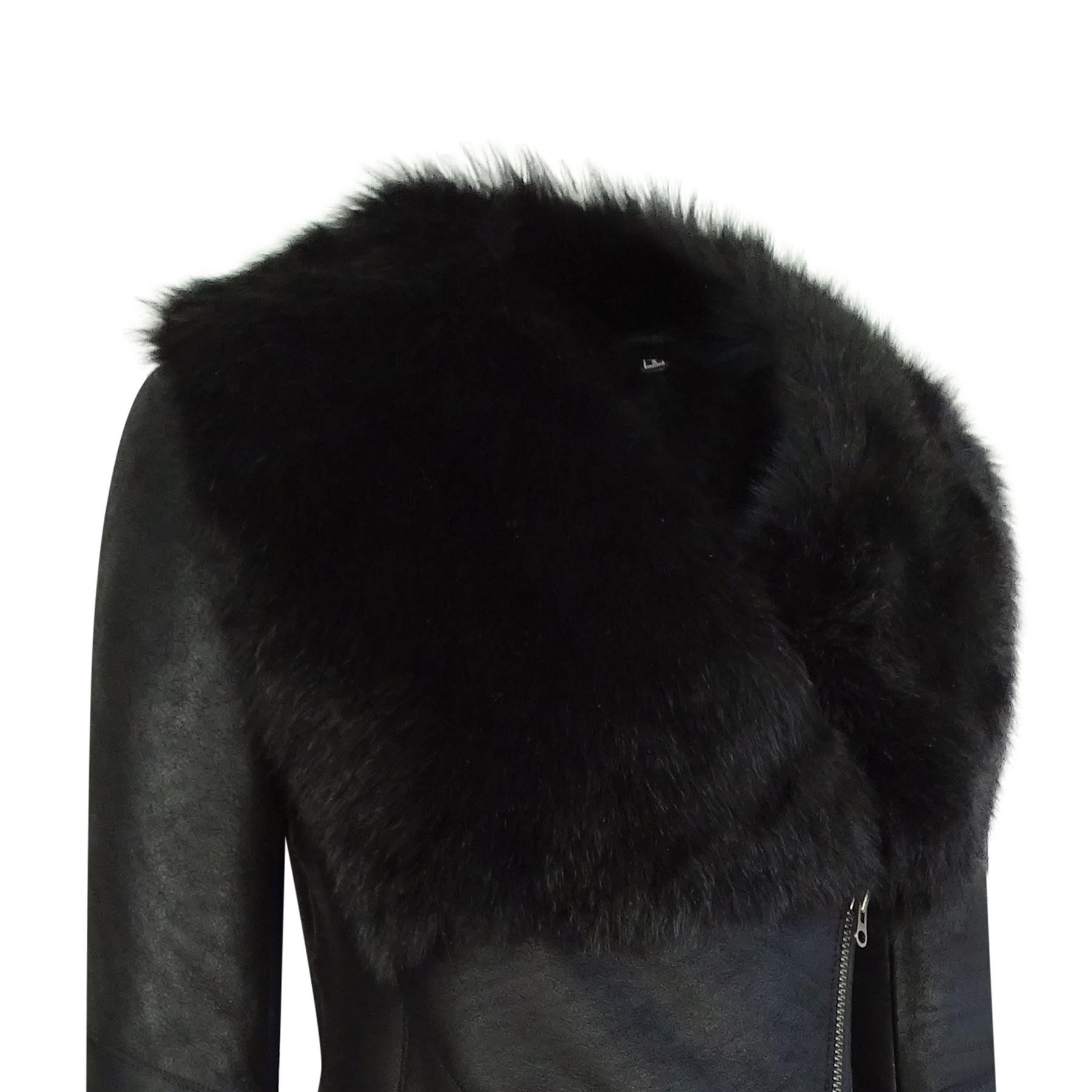 Ladies 3/4 Cross Zip Slim Fit Toscana Genuine Sheepskin Jacket Black Italian Leather - Knighthood Store