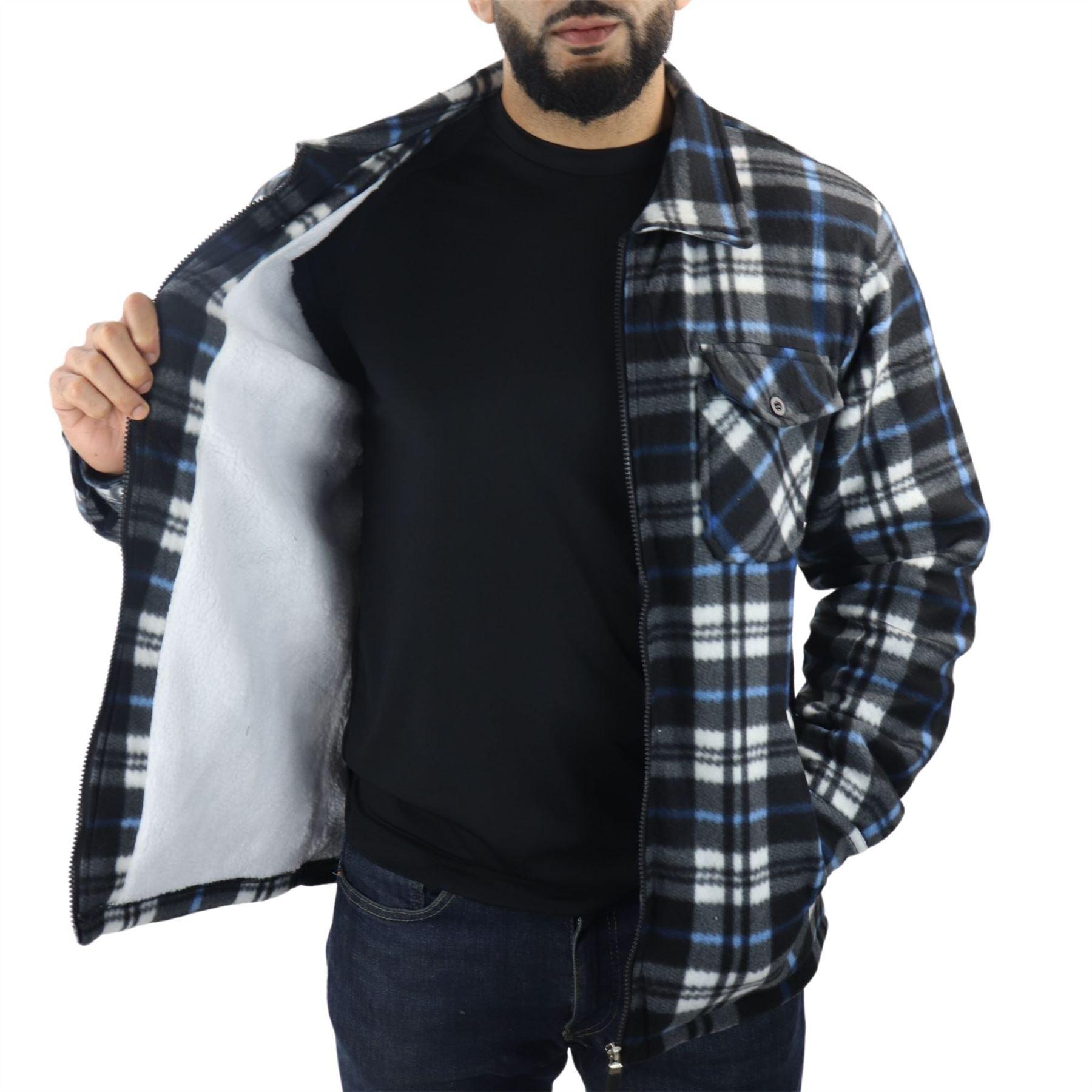 Men's Jumper Thermal Fleece Fur Lined Lumberjack Zipped Check Winter Shirt - Knighthood Store