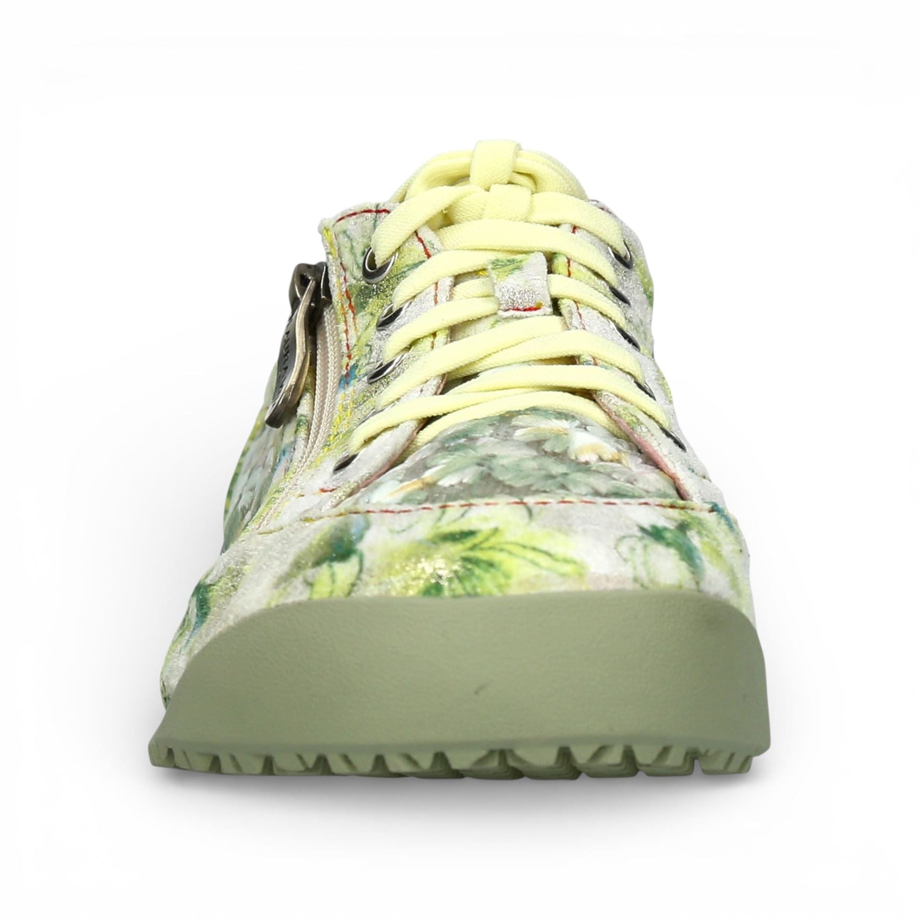Tivanao 05 - Women's Yellow Floral Leather Sneakers