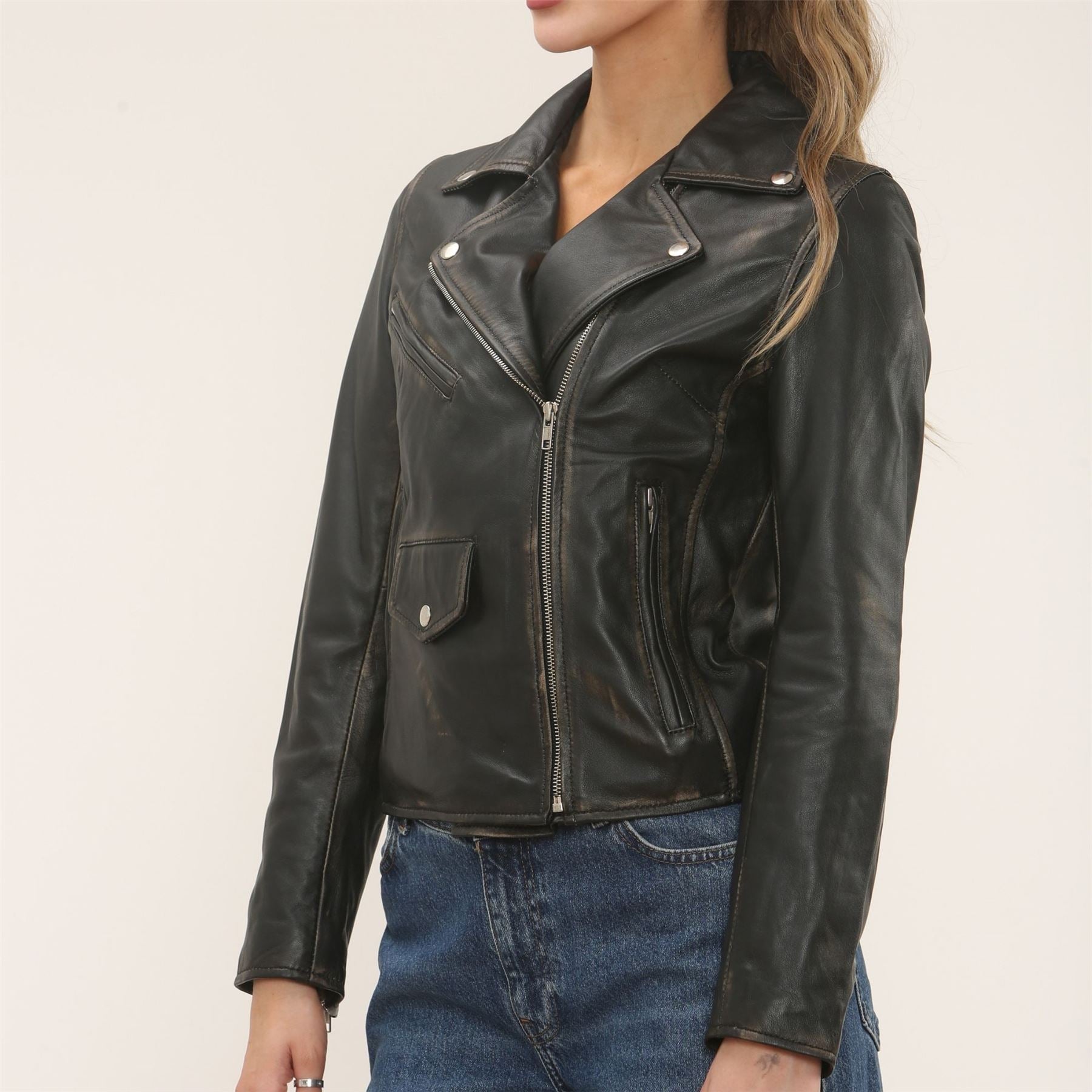 Women's Real Leather Brando Style Biker Jacket