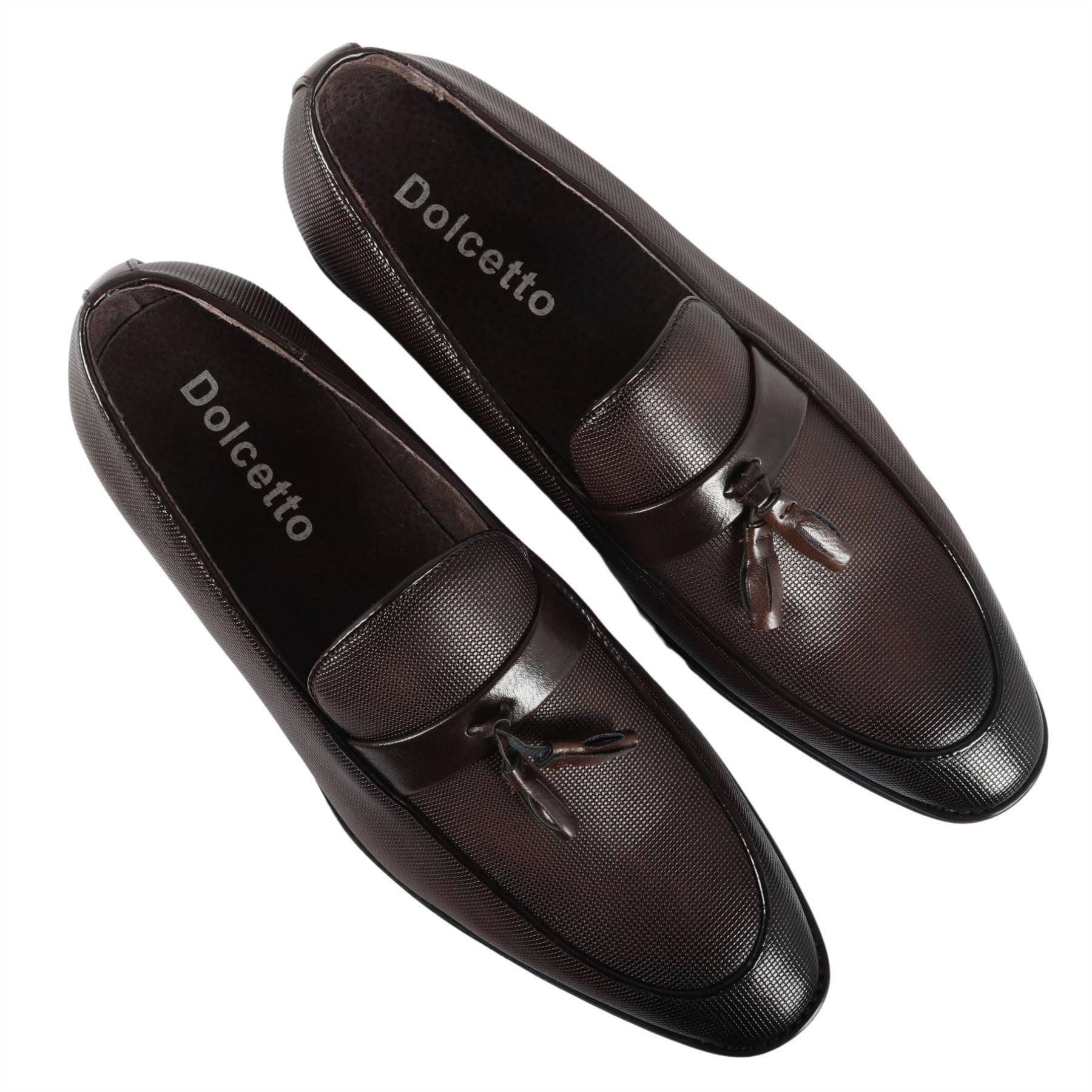 Men's Loafers Shoes Leather Lined Slip On Tassel Formal Shoe - Knighthood Store