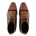 Mens Laced Ankle Boots Tan Brown Navy Leather Velvet Brogues Classic Sherlock - Knighthood Store