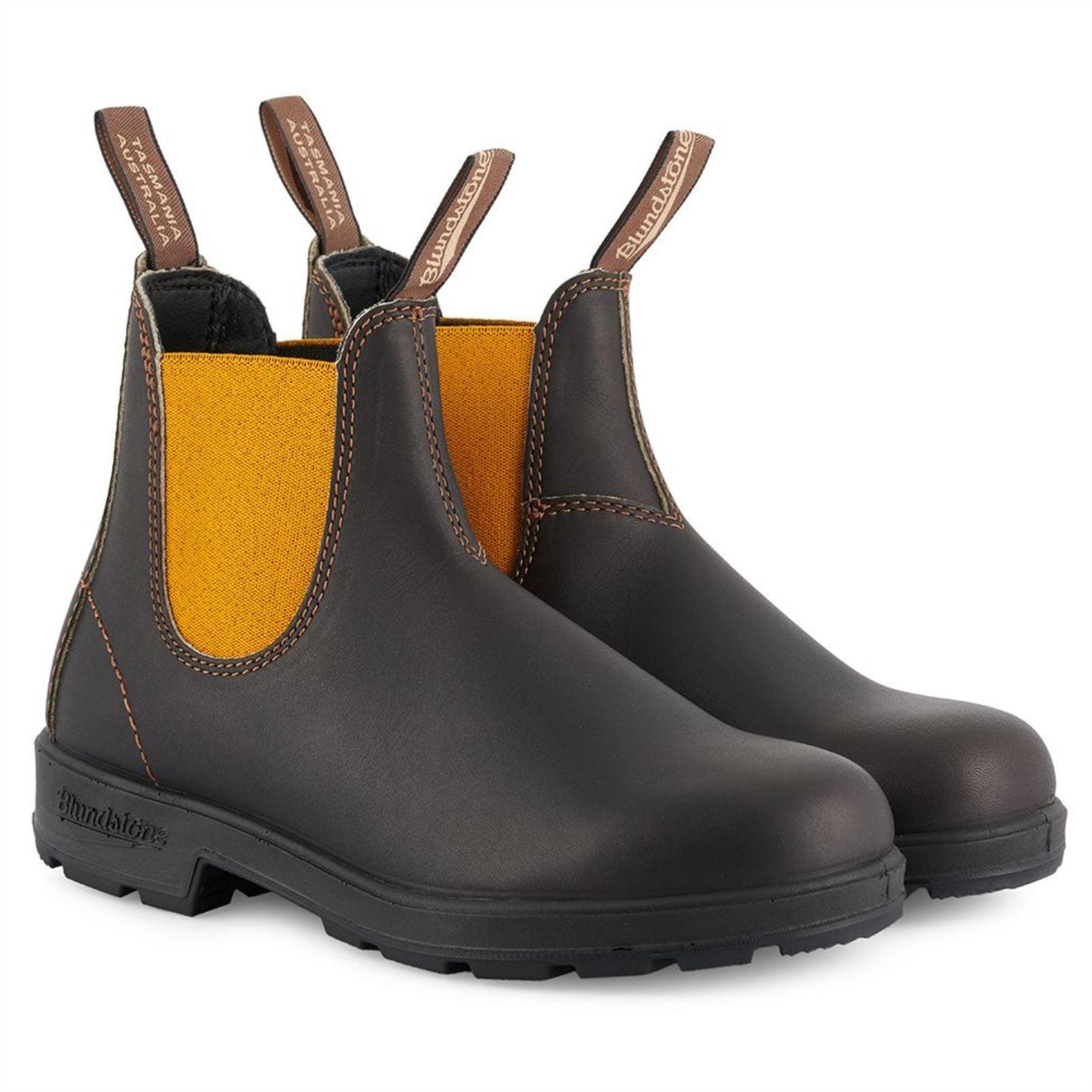 Blundstone 1919 Brown Mustard Leather Chelsea Boots Stitch Camel Slip On - Knighthood Store
