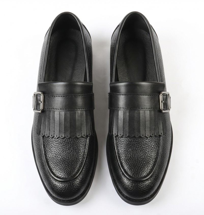 Men’s PU Leather Kiltie Loafers Fringe Monk Strap Slip-On Dress Shoes
