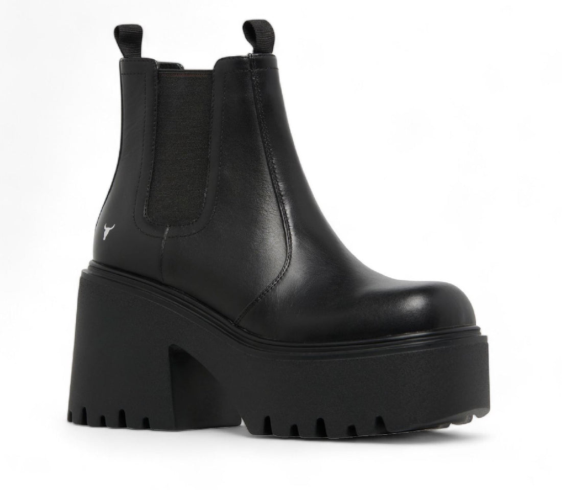 Tricky - Women's Black Leather Platform Chelsea Boots