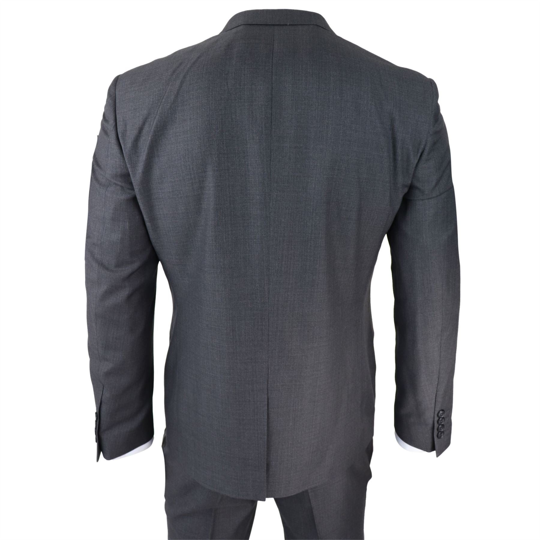 Mens Dark Grey Charcoal 3 Piece Suit Classic Stitch Wedding Summer Prom Classic