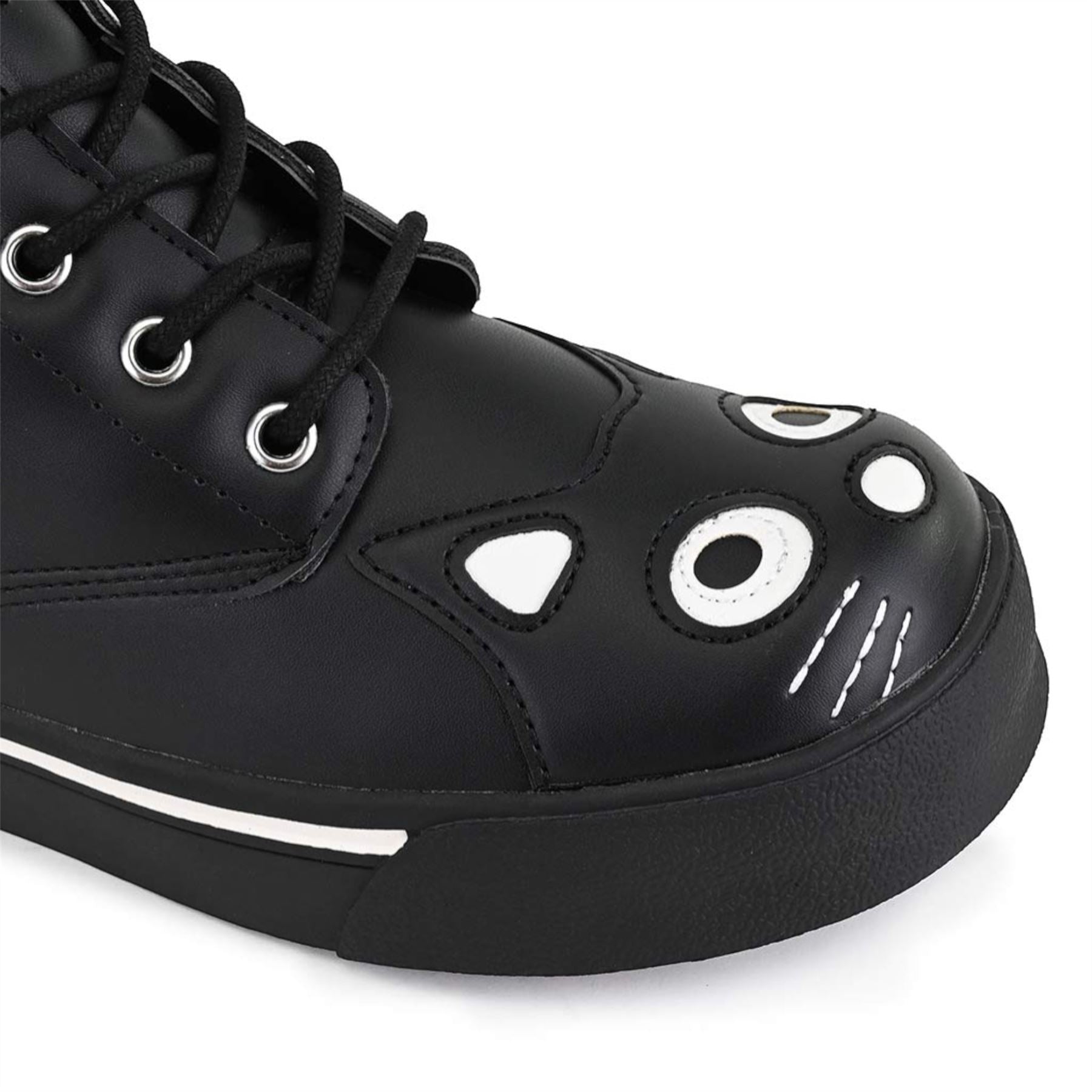 Women's Kitty Black Vegan Leather Combat Sneaker Boots