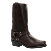 Unisex Real Leather Hi Biker Boots Rock Punk Grinders Buckle Cowboy Riding - Knighthood Store