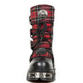 New Rock 391T-S1 Black Leather Tartan Gothic Boots Punk EMO Military - Knighthood Store