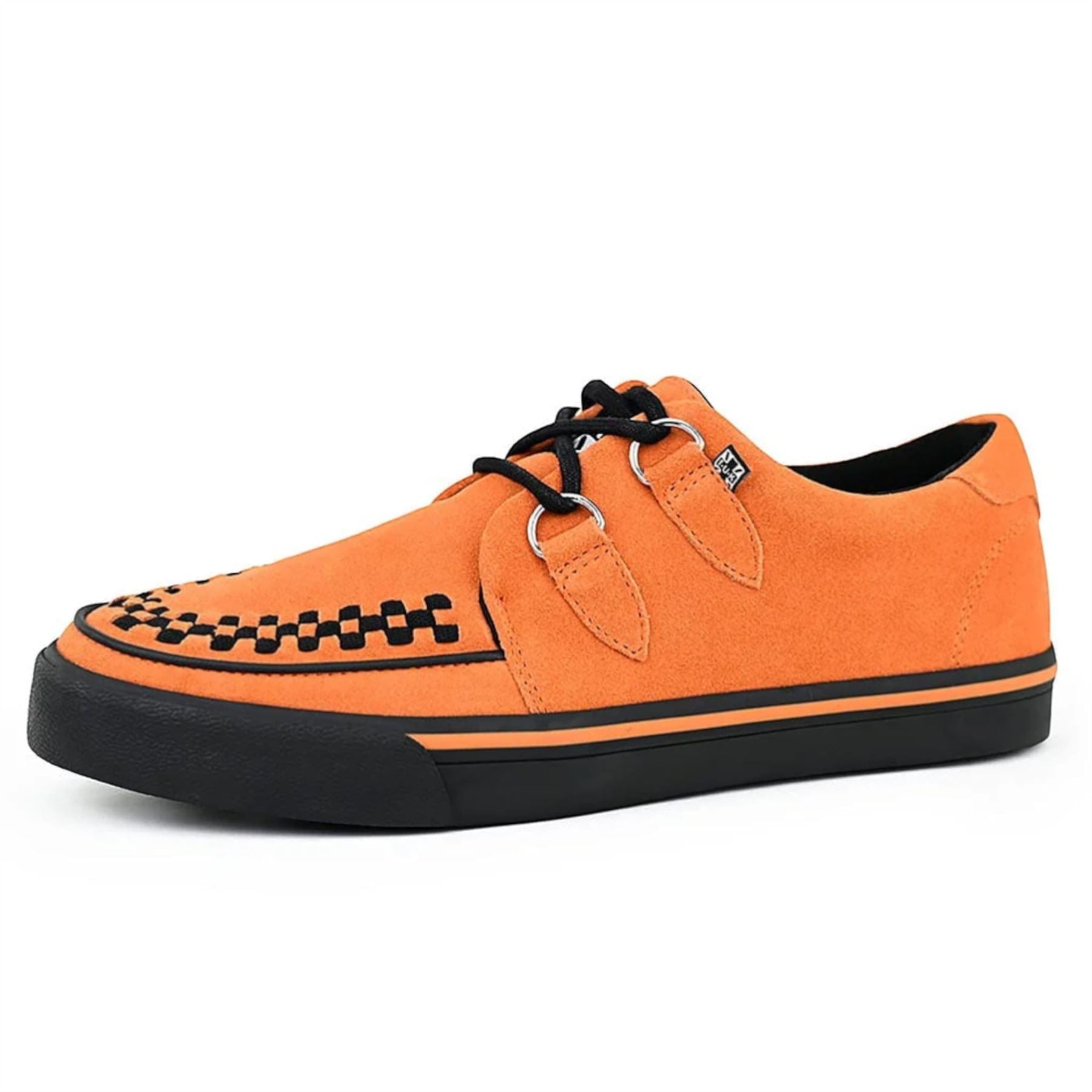 Pointed Creeper Sneaker Orange Cow Suede Platform Shoes