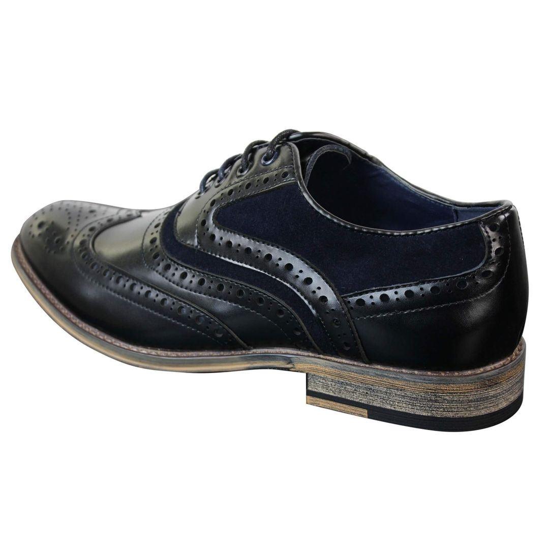 Mens Real Leather & Suede Laced Gatsby Brouges Smart Casual Designer Retro Shoes - Knighthood Store