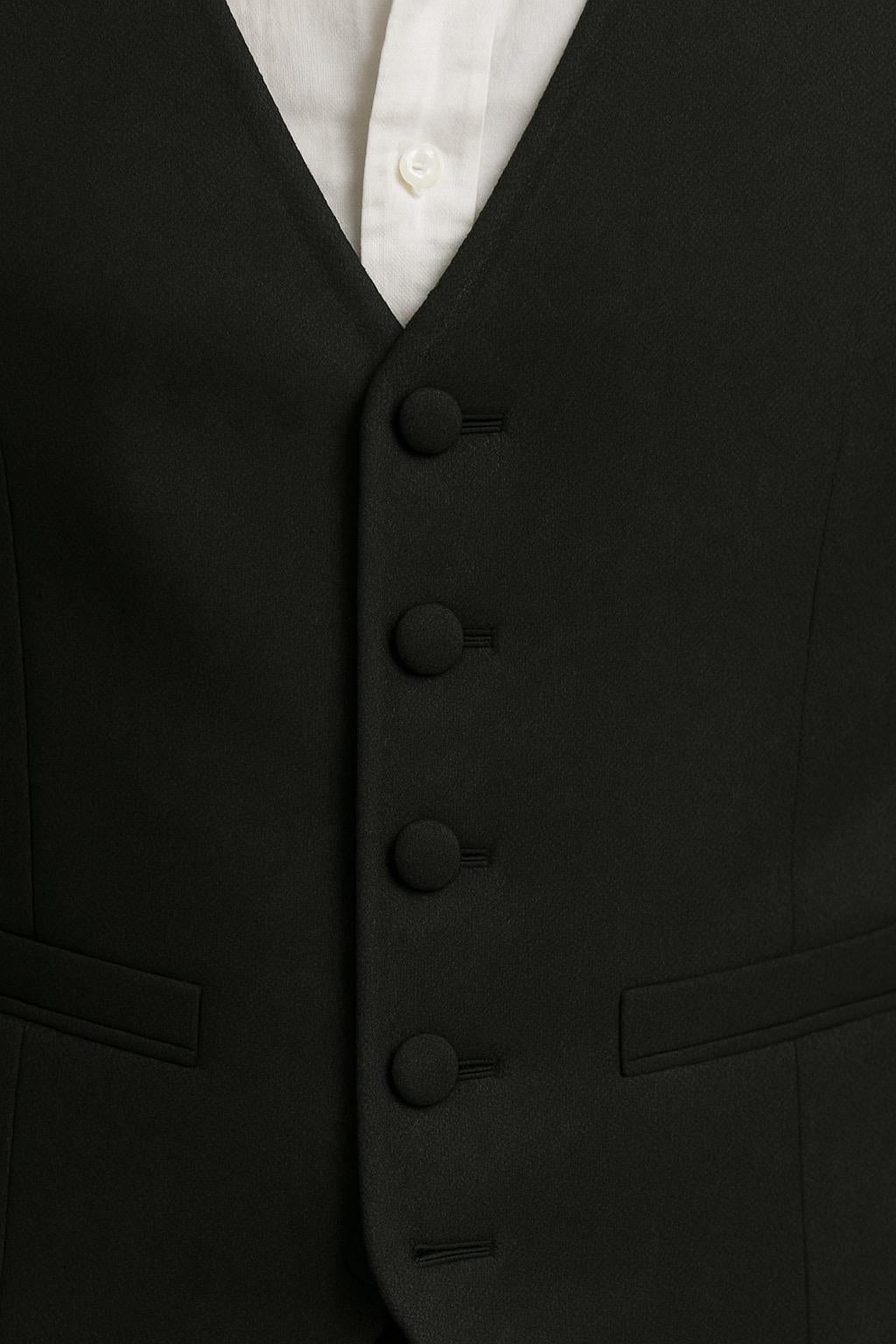 Men's Plain Black Formal Waistcoat