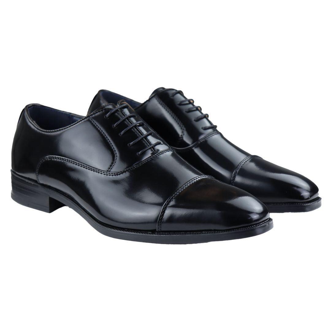 Mens Smart Formal Black Brown Shoes Patent Round Toe VIntage 1920s - Knighthood Store