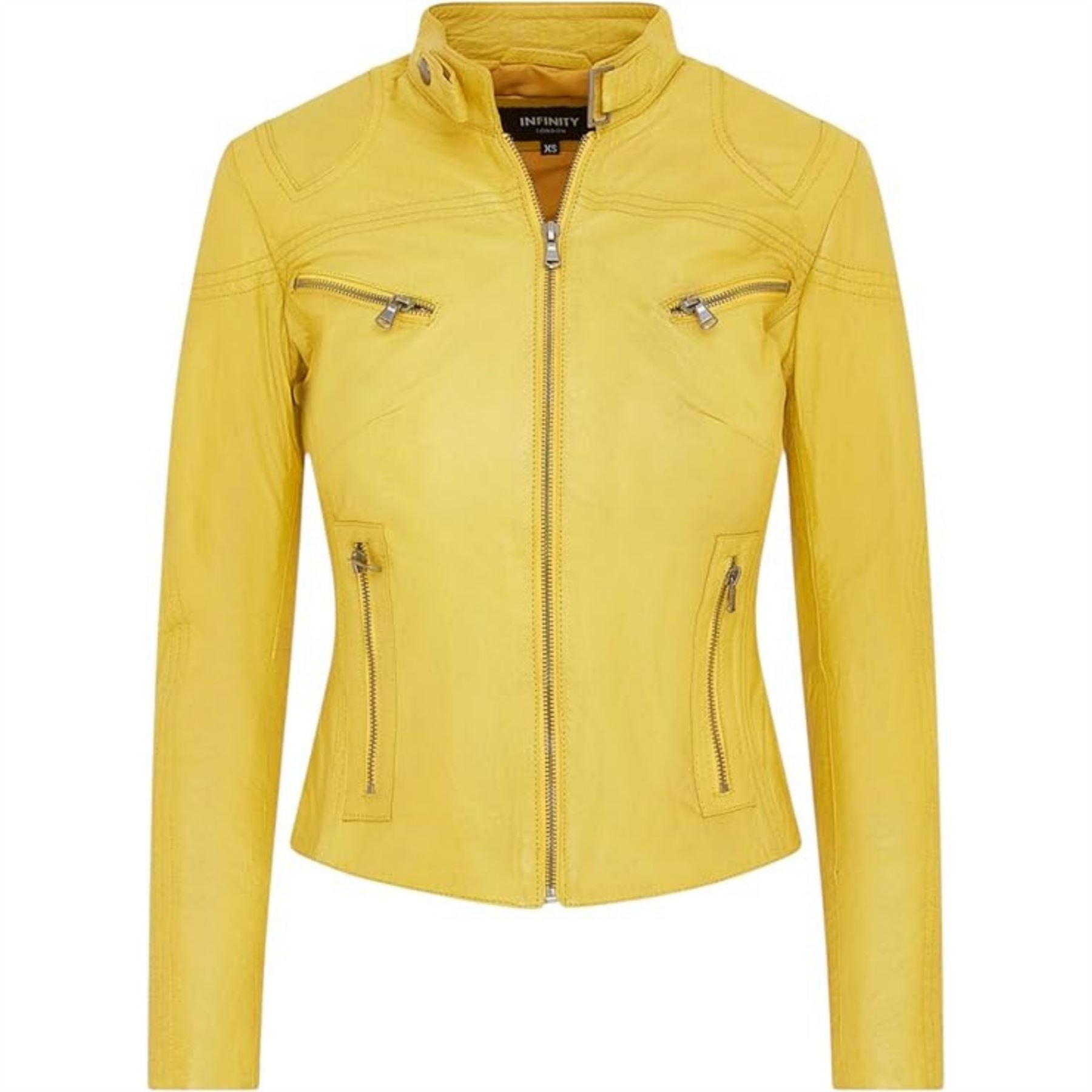 Women's Real Leather Classic Racer Style Biker Jacket