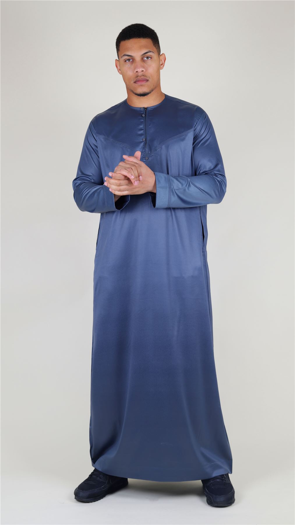 Men's Thobe Jubba Islamic Clothing Muslim Kaftan Emirati Omani Satin Robe