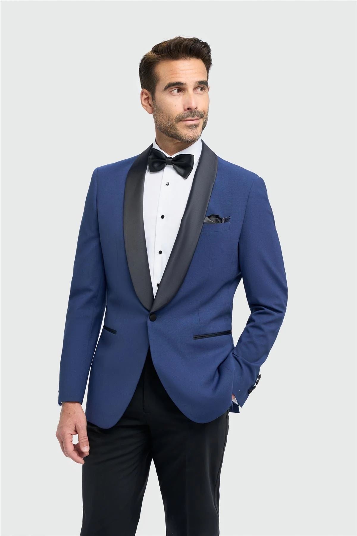 Men's Suit Blue 2 Piece Shawl Collar Tuxedo