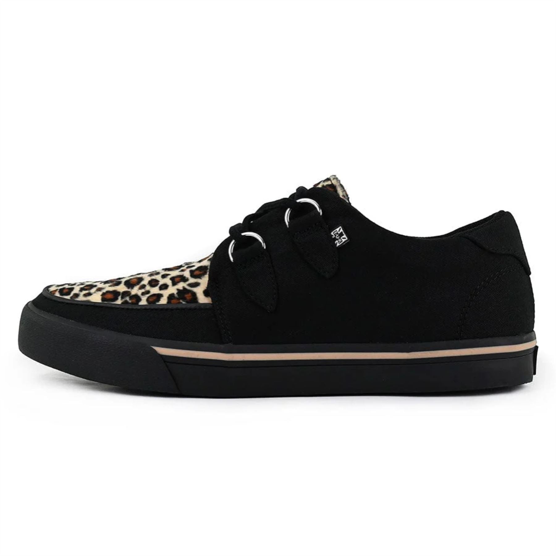 Pointed Creeper Sneaker Black Leopard Canvas Platform Shoes
