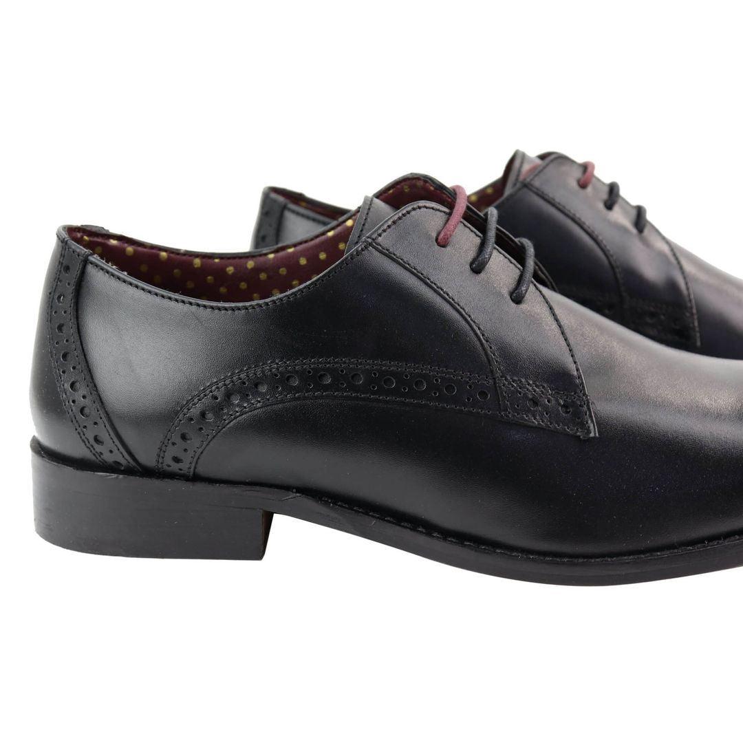 Mens Classic Laced Full Leather Derby Shoes Plain British Design Smart Casual - Knighthood Store