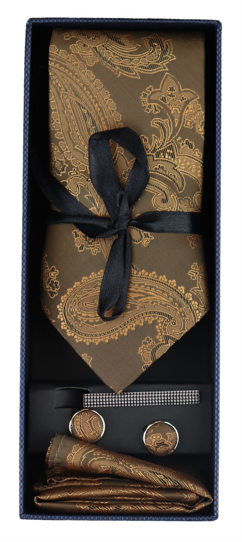 Paisley Neck Tie Gift Set Pocket Square Cuff Links Tie Floral Satin