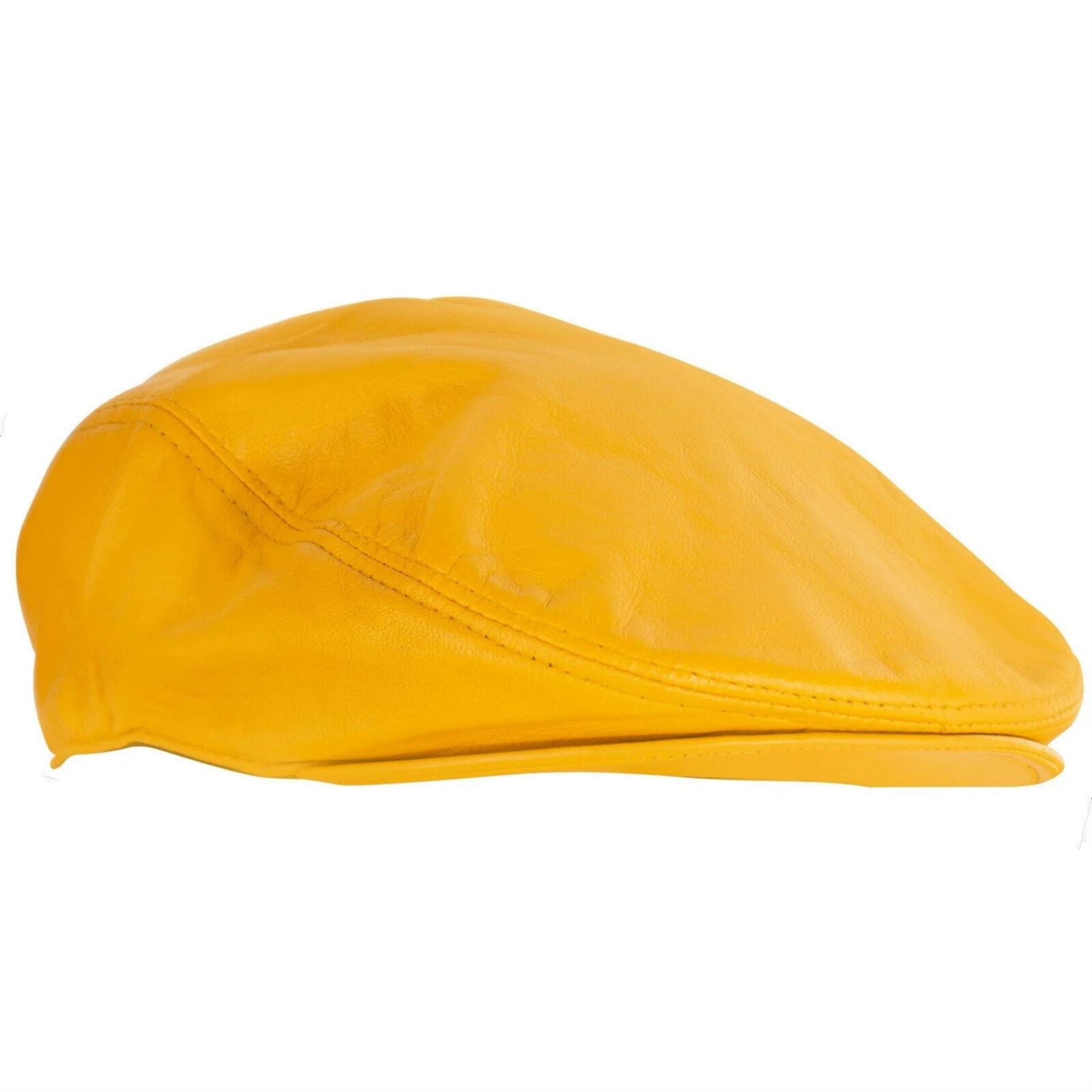 Men's Real Leather Ivy Newsboy Peaked Flat Cap