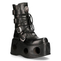 New Rock 373-S2 Metallic Black Leather Neptuno Platform Gothic Boots Buckle - Knighthood Store