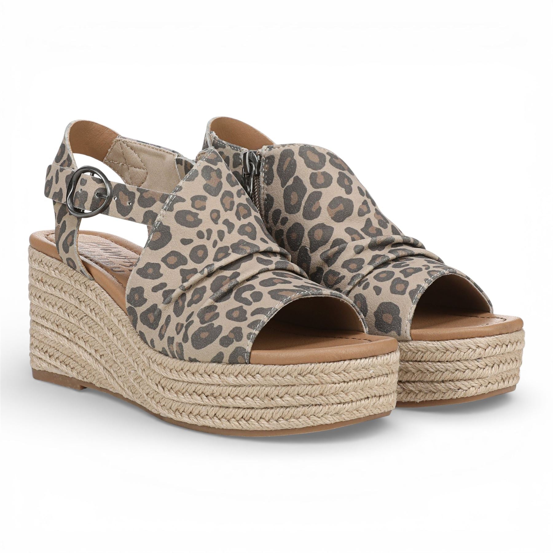 Amira - Women's Beige Print Wedge Slingbacks Heel Sandals