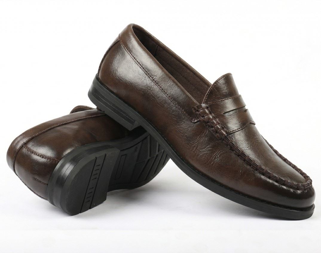 Men's Classic Penny Loafers PU Leather Slip-On Dress Shoes