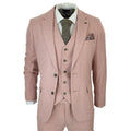 Men's Pink 3 Piece Suit Tweed Wool Plain Formal Business Dress Suits - Knighthood Store