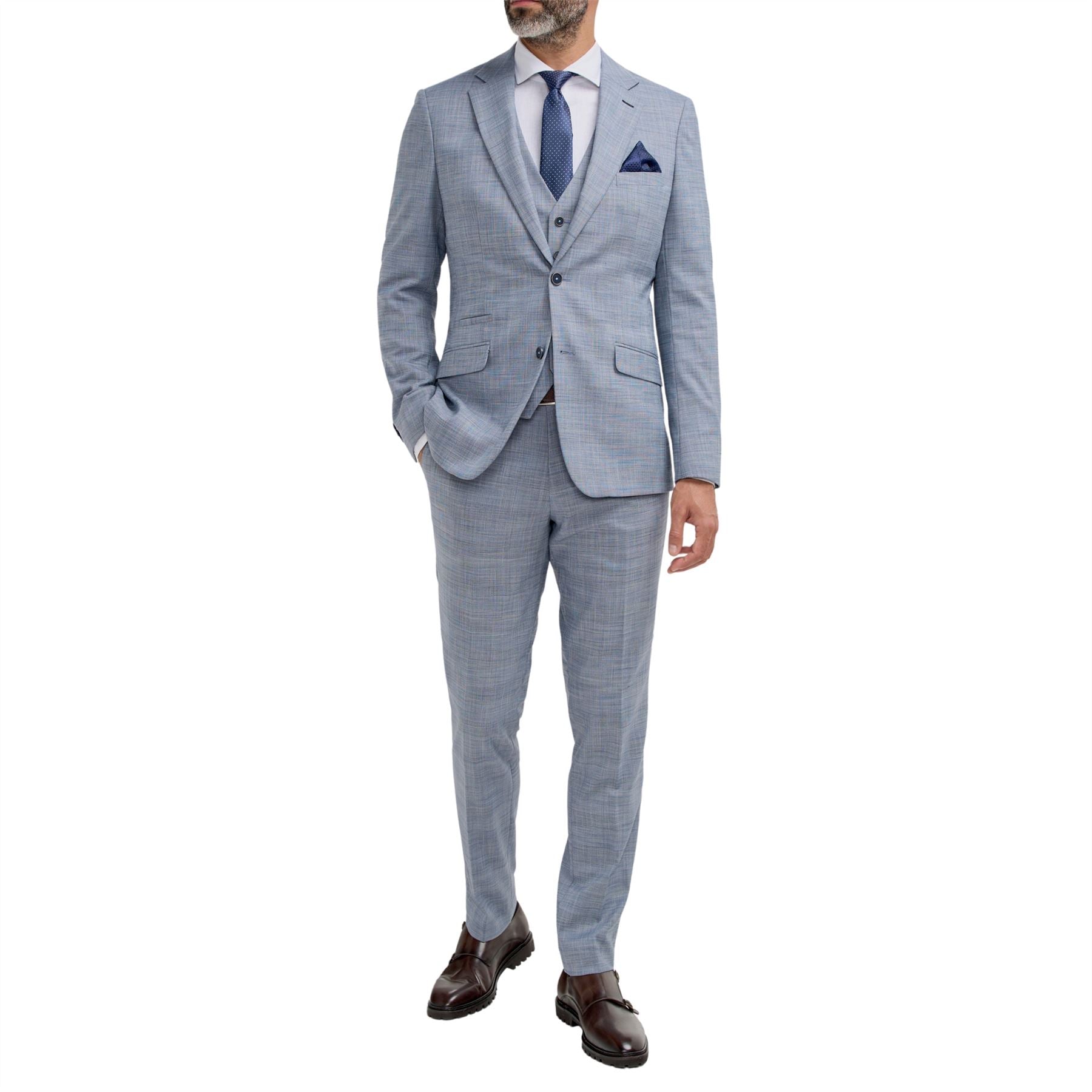 Camden - Men's Blue 3 Piece Check Suit