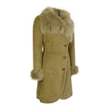 Ladies Real Sheepskin Jacket Suede Button Tailored Fit 3/4 Long Trench Coat Italian - Knighthood Store