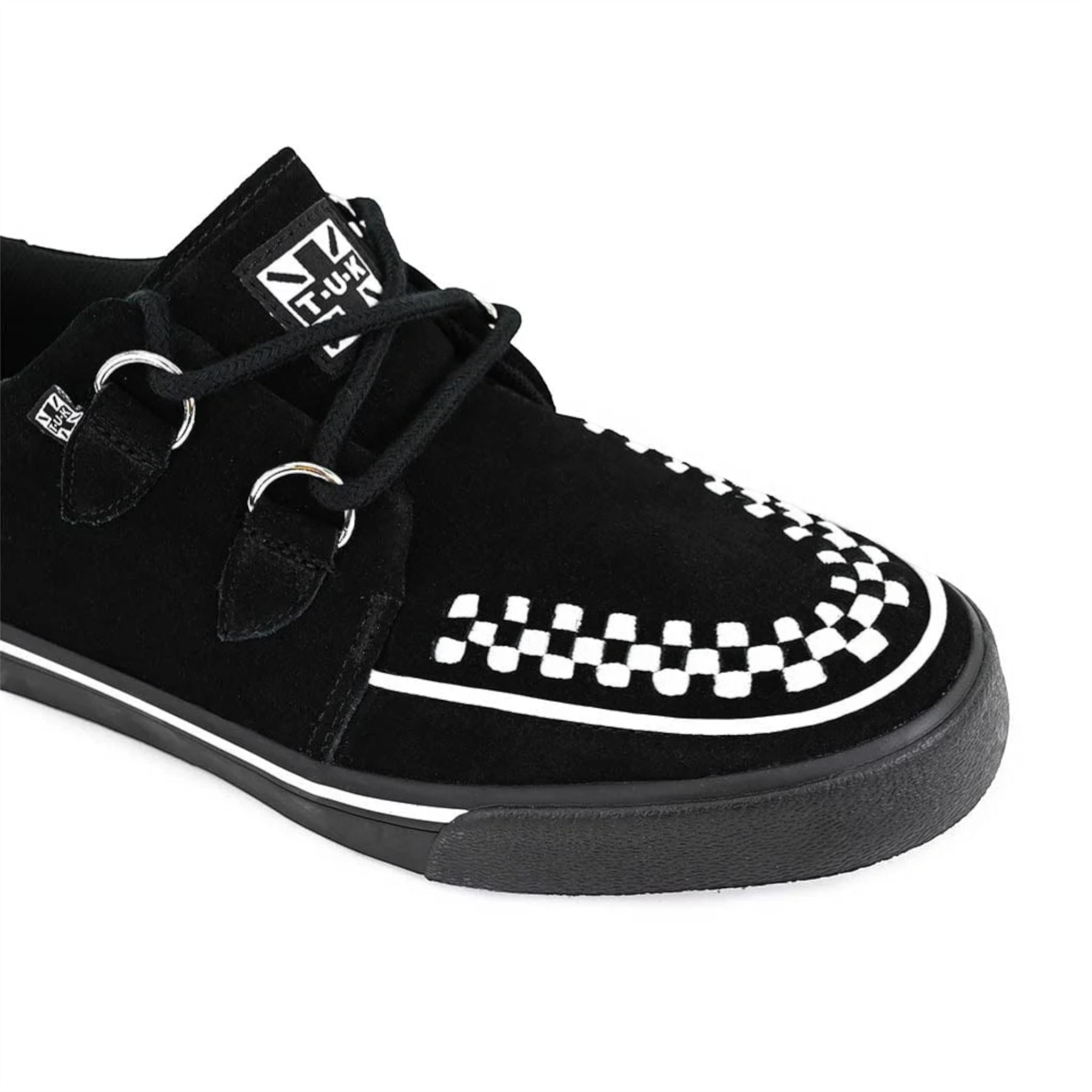 Pointed Creeper Sneaker Black White Suede Platform Shoes